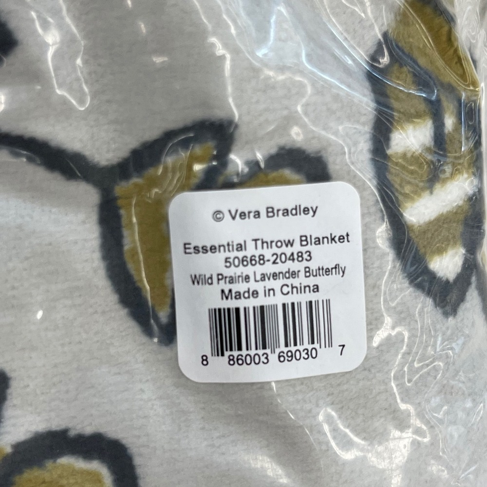 Vera Bradley Essential Throw Blanket Wild Prairie Lavender Butterfly 80x50 I02 - Picture 2 of 2